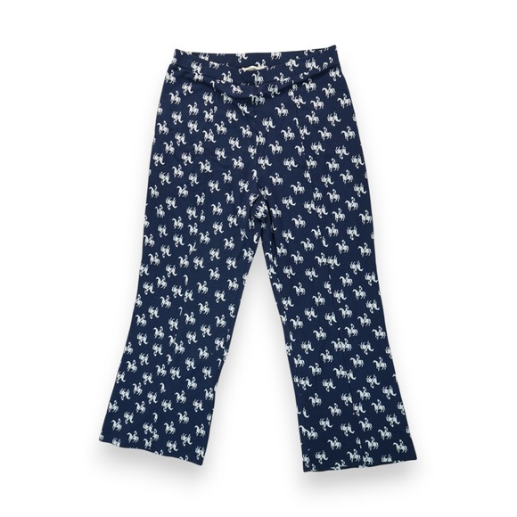 Anthropologie Pants - NWT Anthropologie Porridge Knit Wide Leg Pants‎ XL Navy Equestrian Horse Print